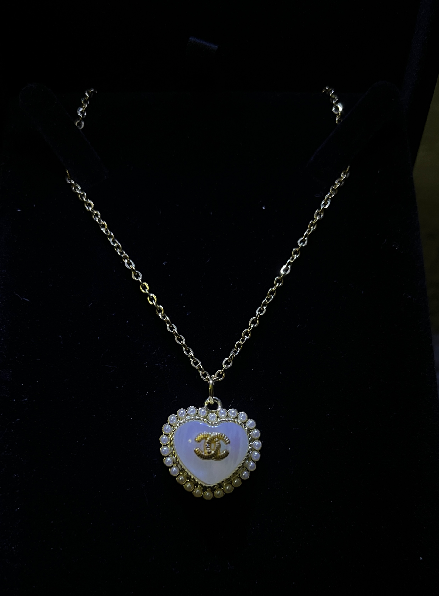 Chanel Opal Heart Chain Necklace