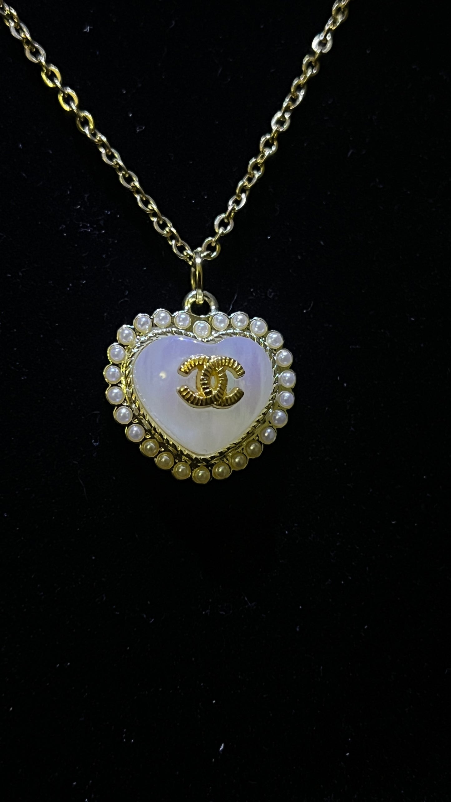 Chanel Opal Heart Chain Necklace