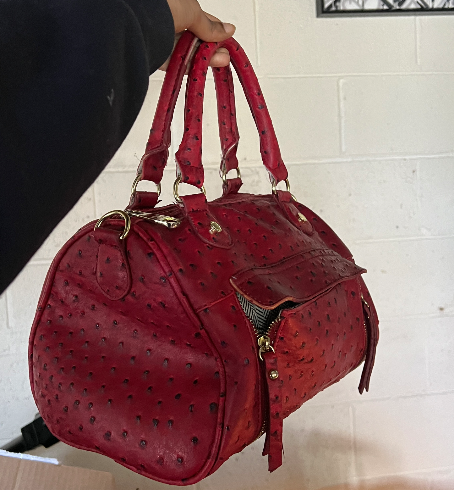 Steve Madden Red Ostrich Leather Purse