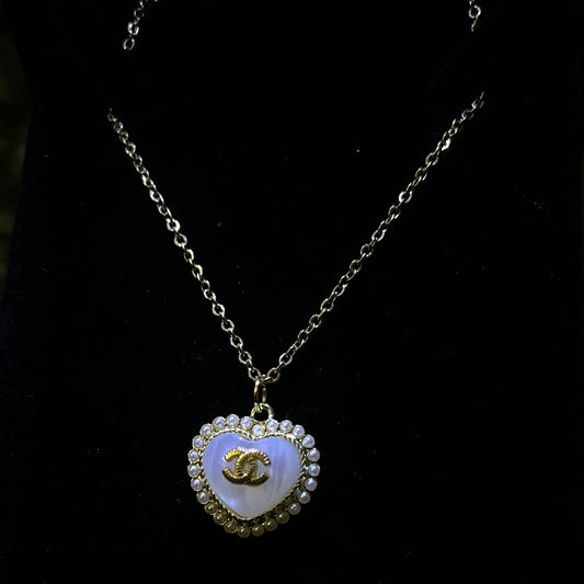 Chanel Opal Heart Chain Necklace