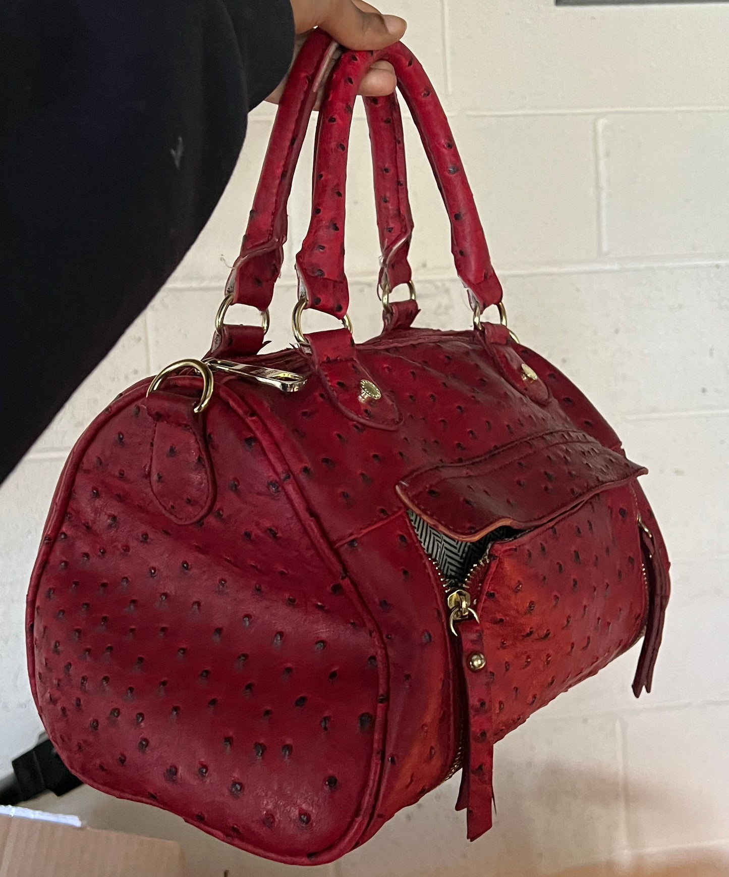 Steve Madden Red Ostrich Leather Purse