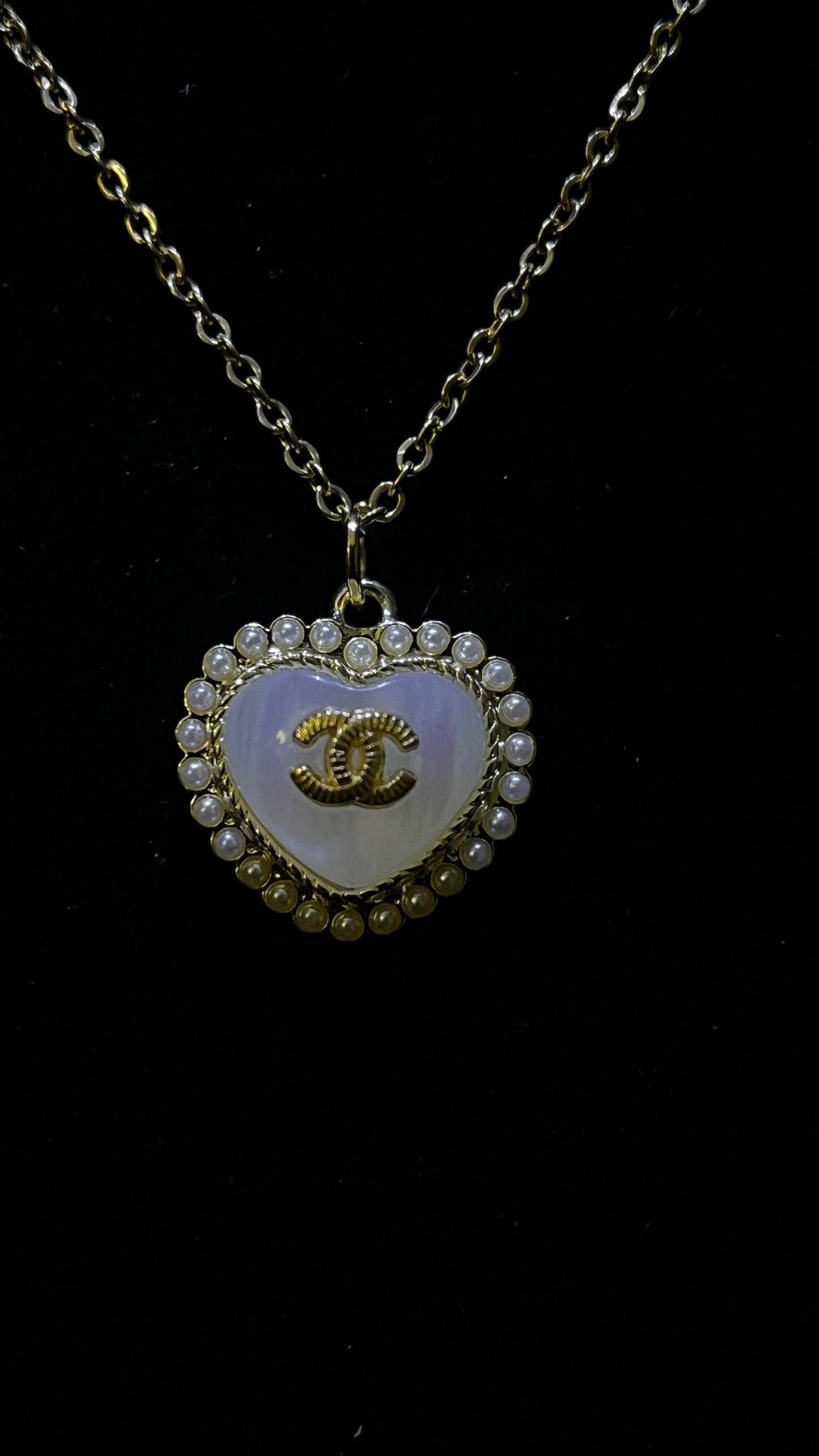 Chanel Opal Heart Chain Necklace