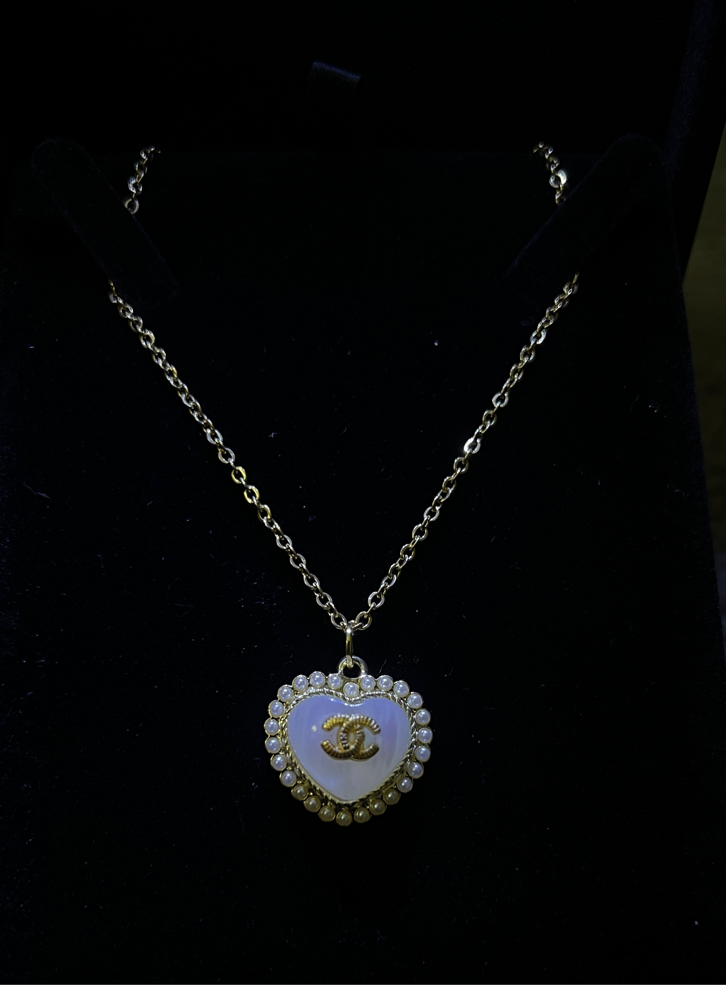 Chanel Opal Heart Chain Necklace